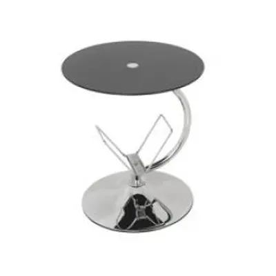 King Black Glass Decorative End Table Side Table Coffee Table, Round, 45cm x 45cm, for Living Ro