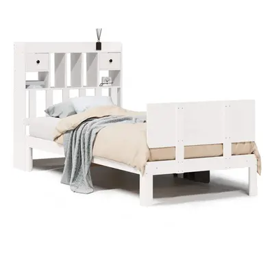 vidaXL Bookcase Bed without Mattress Bed Base White 75x190cm Solid Wood Pine