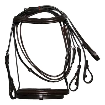 (X-Small, Brown) Hy Padded Cavesson Bridle with Rubber Grip Reins