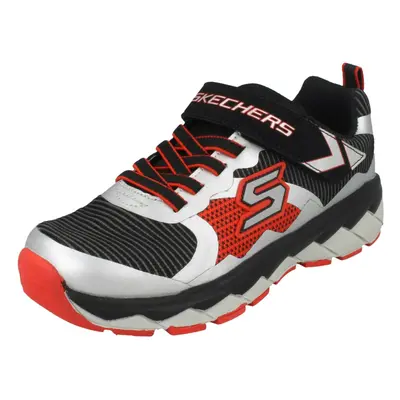 (UK 9.5 Child, Black/Silver/Red (Black)) Boys Skechers Zipperz Casual Trainers Perplex 95971L