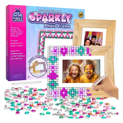 PURPLE LADYBUG Kids Picture Frame Mosaic Kit - DIY Teen Crafts for Girls Great Birthday Gifts fo