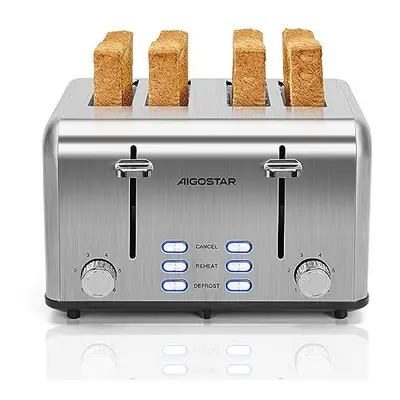 Aigostar Toaster Slice Stainless Steel Toaster with Independent and Extra-Wide Slots, High Lifti