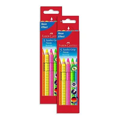 110994 Jumbo Grip Neon Colouring Pencils, Pack of (2 Packs, Colouring Pencils)