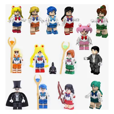 14PCS Sailor Moon Mizuno Yamei Minifigures Toys Fit Lego