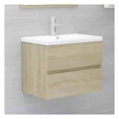 vidaXL Sink Cabinet with Built-in Basin Sonoma Oak Engineered Wood Rack Basin