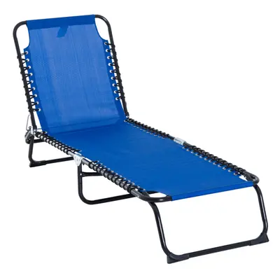 Outsunny Folding Beach Chair Chaise Lounge Adjustable Positions, Blue