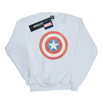 (L, White) Marvel Mens Captain America Sketched Shield Sweatshirt