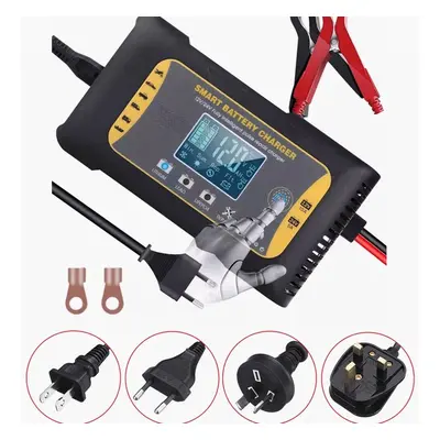 (UK Plug) 12V/24V 10A/5A 7-Stage Touch Screen Pulse Repair LCD Battery Charger For Lithium LiFeP