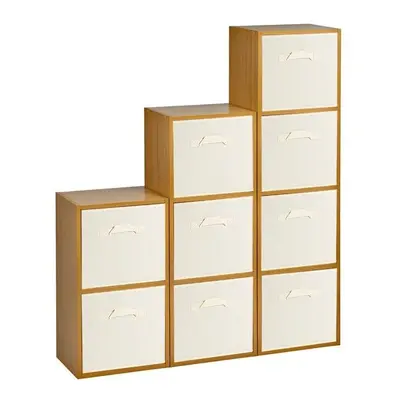 (Beech, Cream) Cubed Wooden Storage Units Shelves + Drawers