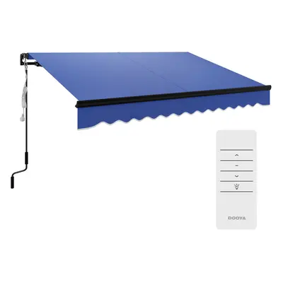 Outsunny x 2.5m Electric Awning with LED Light and Remote Controller Blue