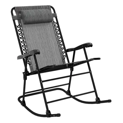 Outsunny Folding Rocking Chair Outdoor Portable Zero Gravity Chair Grey