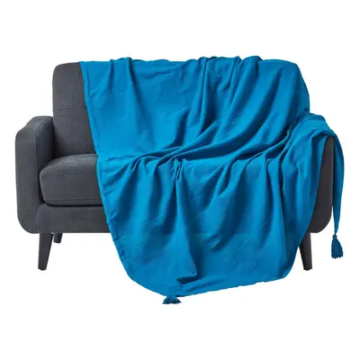 (255 x cm, Teal) Cotton Rajput Ribbed Throw