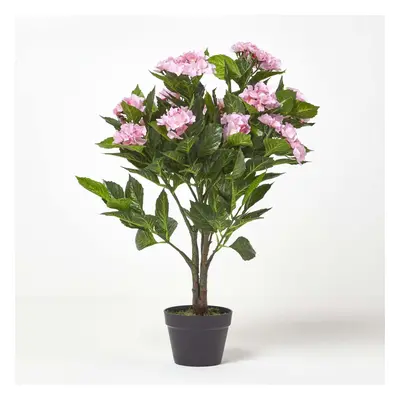 Homescapes Pink Hydrangea Artificial Plant with Pot, cm