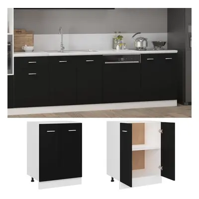 vidaXL Kitchen Cabinet Black Chipboard Cupboard Sideboard Storage Side Cabinet