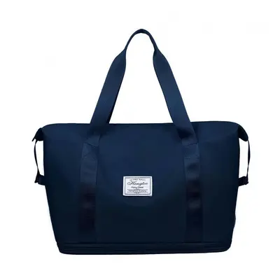 (Deep blue (1 layer at the bottom+dry and wet separation)) Travel Bag Large -Capacity Dual Expan