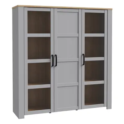 Bohol Large Display Cabinet in Riviera Oak/Grey Oak