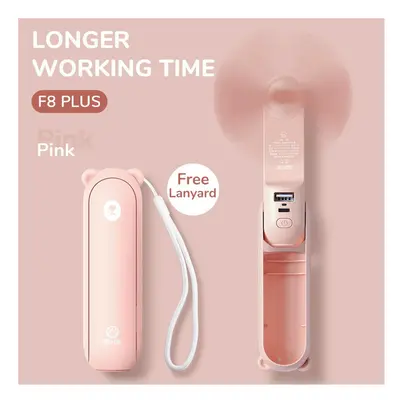 (4500mAh pink F8X) JISULIFE Portable Fan Mini Handheld Fan USB 4500mAh Recharge Hand Held Small 