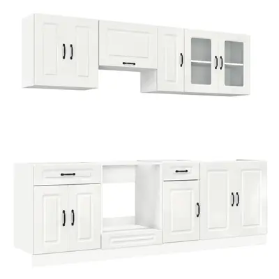 (high gloss white) vidaXL Piece Kitchen Cabinet Set Kalmar Grey Sonoma Engineered Wood