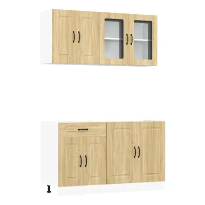 (sonoma oak) vidaXL Piece Kitchen Cabinet Set Kalmar Black Engineered Wood