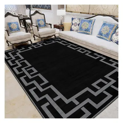 (160 x cm (5 ft in x ft in), Nico Black Greeky) Extra Large Area Rugs Printed Geometric Traditio