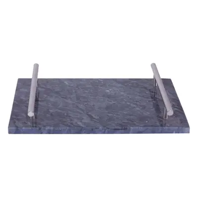 Premier Housewares Black Marble Tray with Silver Handles