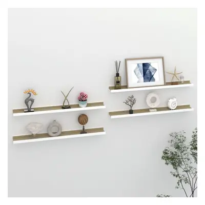 vidaXL 4x Wall Shelves White and Sonoma Oak 80x9x3 cm Hanging Display Racks