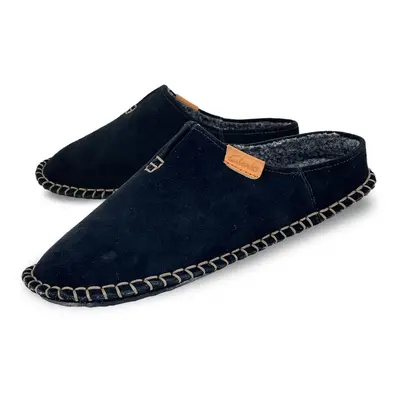 Clarks Mens Open Back Suede Leather Slipper With Heavy Stitching - Plu