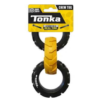 Tonka Rubber 3-Ring Tug Dog Toy Lightweight Durable and Water Resistant 7.5 Inches for Medium/La