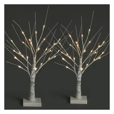 (White, Set of 2) NETTA 60cm Twig Birch Tree with Warm White LEDs