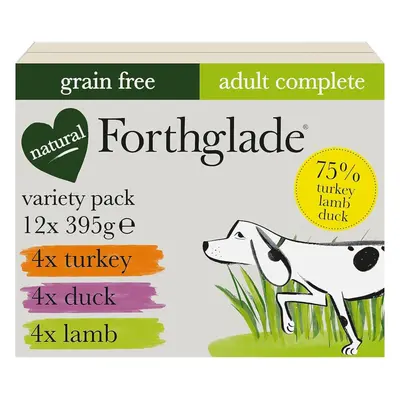 Forthglade Complete Natural Wet Dog Food Grain Free with vegetables Variety Pack (12 x 395g) Tra