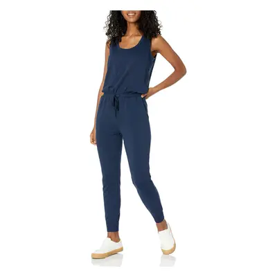 Womens Studio Terry Fleece Jumpsuit (Available in Plus Size), Navy, XX-Large