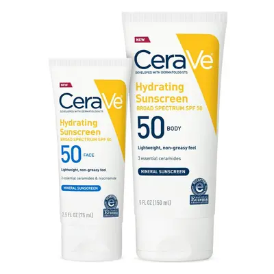 Cerave Sunscreen Bundle SPF | Contains Mineral Sunscreen for Face SPF 50, 2.5 Ounce, and Mineral