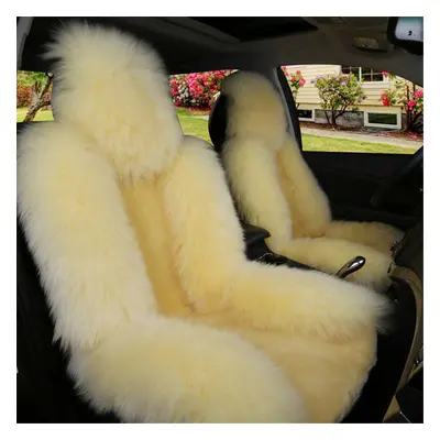 (Yellow) Car Seat Cover Wool Warm Universal Sheepskin Fur Front Seat Cushion Covers Auto