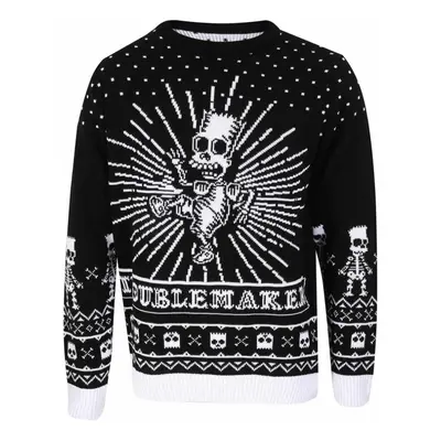 (L, Black/White) The Simpsons Unisex Adult Bad To The Bone Knitted Jumper