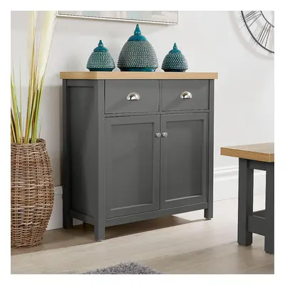 Sideboard Door Drawer Dark Grey Oak Storage Cupboard Shelf Metal Handles