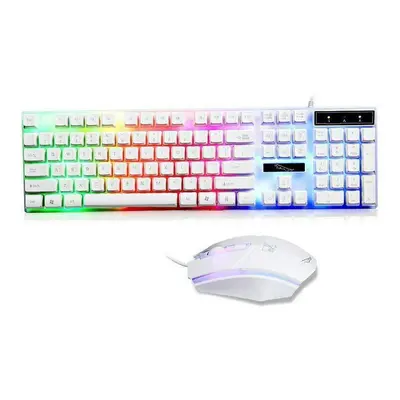 (White) Gaming Keyboard Mouse Set Rainbow LED Wired USB For PC Laptop PS4 Xbox