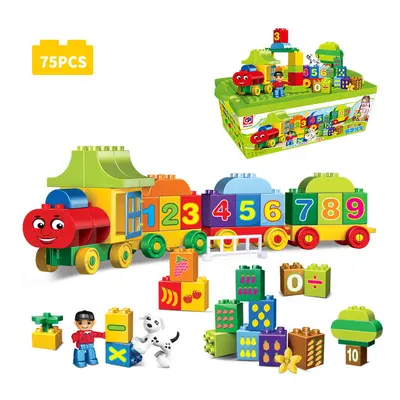 (75 digital trains) Large particle assembled building blocks, digital train, children's early ed