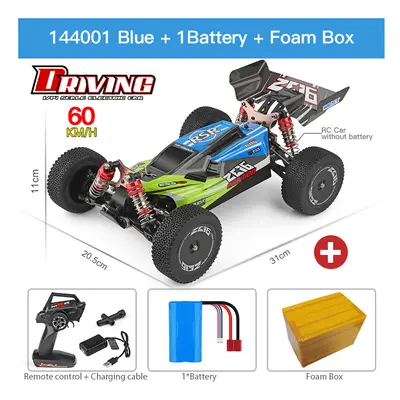 (144001 Blue 1B FB) WLtoys 144001 75KM/H RC Car 2.4G Brushless 4WD Electric High Speed