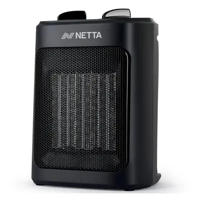 (Black) NETTA 2000W Ceramic Fan Heater - Heat Settings & Thermostat