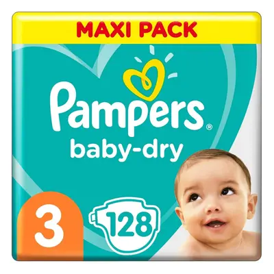 Pampers Baby-Dry Size 128 Nappies up to Hours All-Round Protection, 6-10kg, 2,611 kg