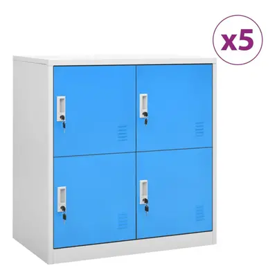 vidaXL 5x Locker Cabinets Light Grey and Blue Steel Office Storage Cabinet