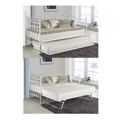 White 3ft daybed with under bed trundle frame day bed frame