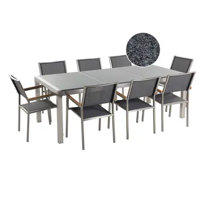 Dining Set for GROSSETO Stone Granite Effect 220x100x74 cm Grey