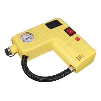 (Yellow) 12V Electric Air Compressor Pump Portable Ball Automotive Inflator For Motorcycle Car