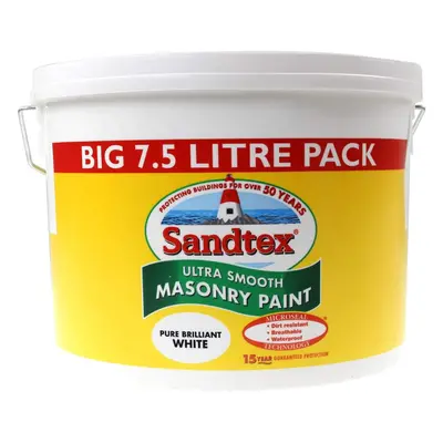 Sandtex 7.5L Smooth Masonry Paint Pure Brilliant White