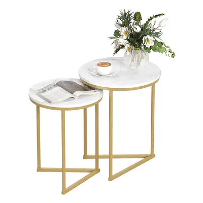 HOMCOM Nesting Coffee Table Set of with Metal Frame, Gold Tone