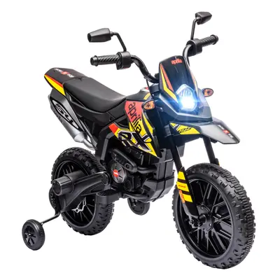 AIYAPLAY 12V Kids Motorbike Aprilia Licenced with Training Wheels, Yellow