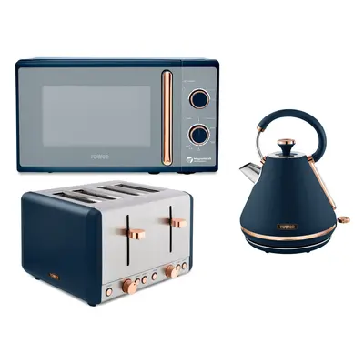 Tower Cavaletto Pyramid Kettle Slice Toaster & Microwave Set In Blue