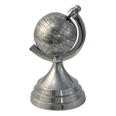 Homescapes Decorative Aluminium World Globe Ornament Silver