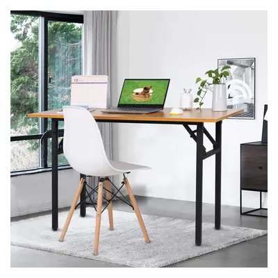 (B light walnut) BELIWIN Folding Computer Desk, No-Assembly Writing Desk, PC Laptop Home Office 